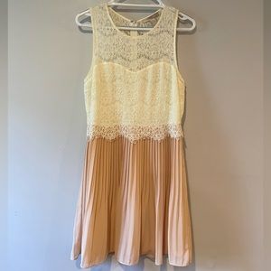 Feminine Blush Lace Pleated Dress